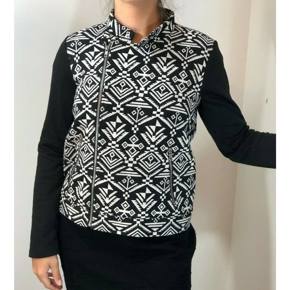 Fury Tribal Print Motor Jacket Women's Size S Black&White casual blazer jacket